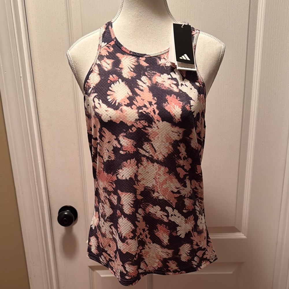 Adidas Pink and Black Tank Top Racerback